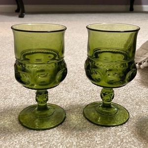 Green wine glasses